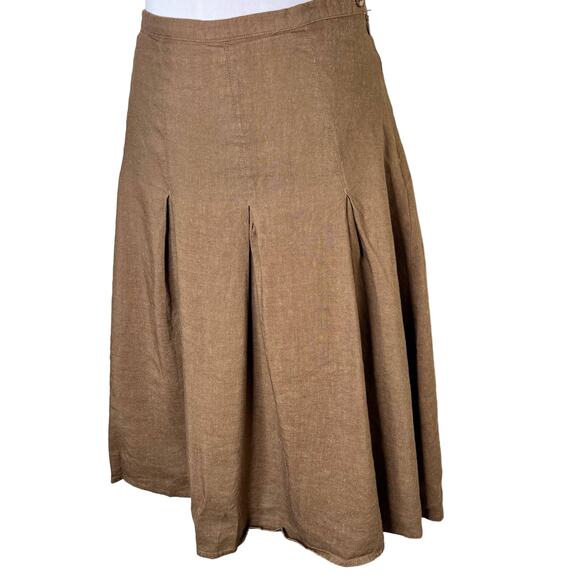 Connection 18 A-Line Skirt XL Tan Ramie Pleated Lagenlook Boho Minimalist Woven - Picture 4 of 7